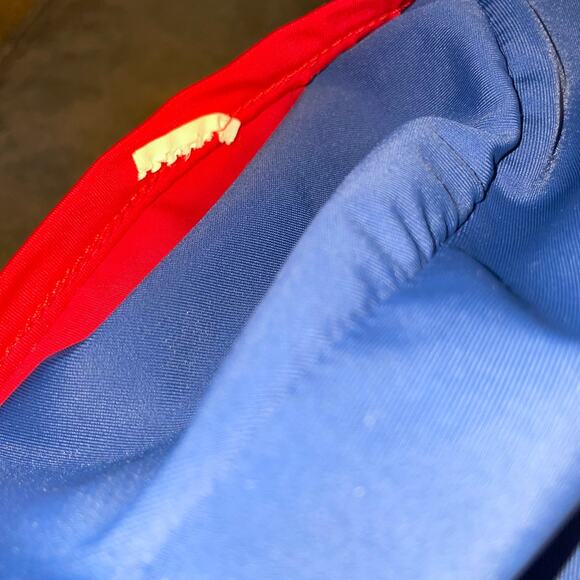 FOM Brookstone Blue Red Tube Microbead Nylon Plush Stuffed Pillow 12" Pocket - Picture 4 of 6